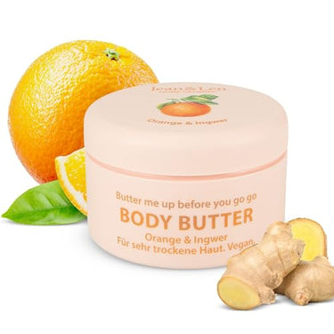Jean & Len Body Butter Orange & Ingwer, versorgt die Haut ausreichend mit Feuchtigkeit, zartschmelzende Textur, erfrischend-würziger Duft, vegane Formulierung, ohne Parabene & Silikone, 200 ml im Sale